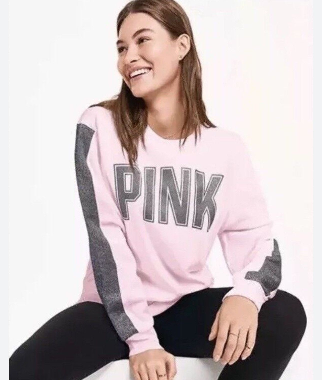 Victoria's Secret Victorias Secret Pink Bling Glitter Crew Pullover Sweatshirt Size S / US 4 / IT 40 - 1 Thumbnail