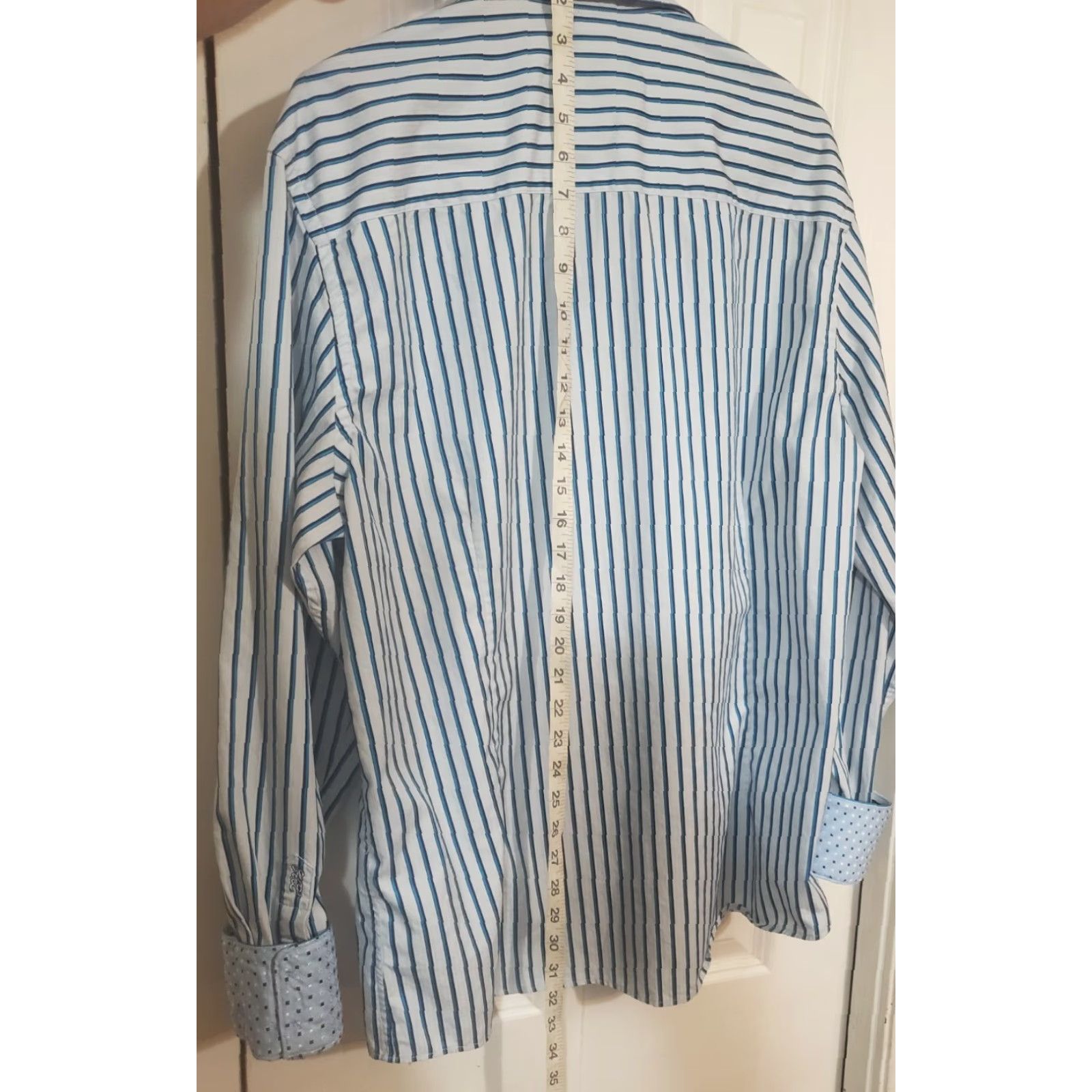 Vintage Mens House of Lords Striped Casual Shirt White Blue Premium Cotton XXL Shirt Mens 2XL Casual Button-Up Cotton White Blue Size US XXL / EU 58 / 5 - 7 Thumbnail
