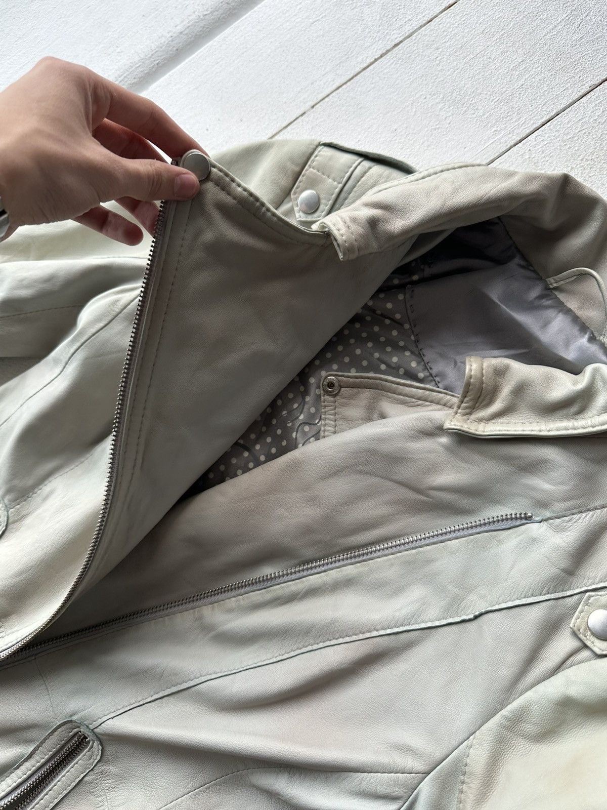 Other 🚨Y2K RICK OWENS TYPE DIRTY SLIM FIT ZIP LEATHER JACKET Size XS / US 0-2 / IT 36-38 - 6 Thumbnail
