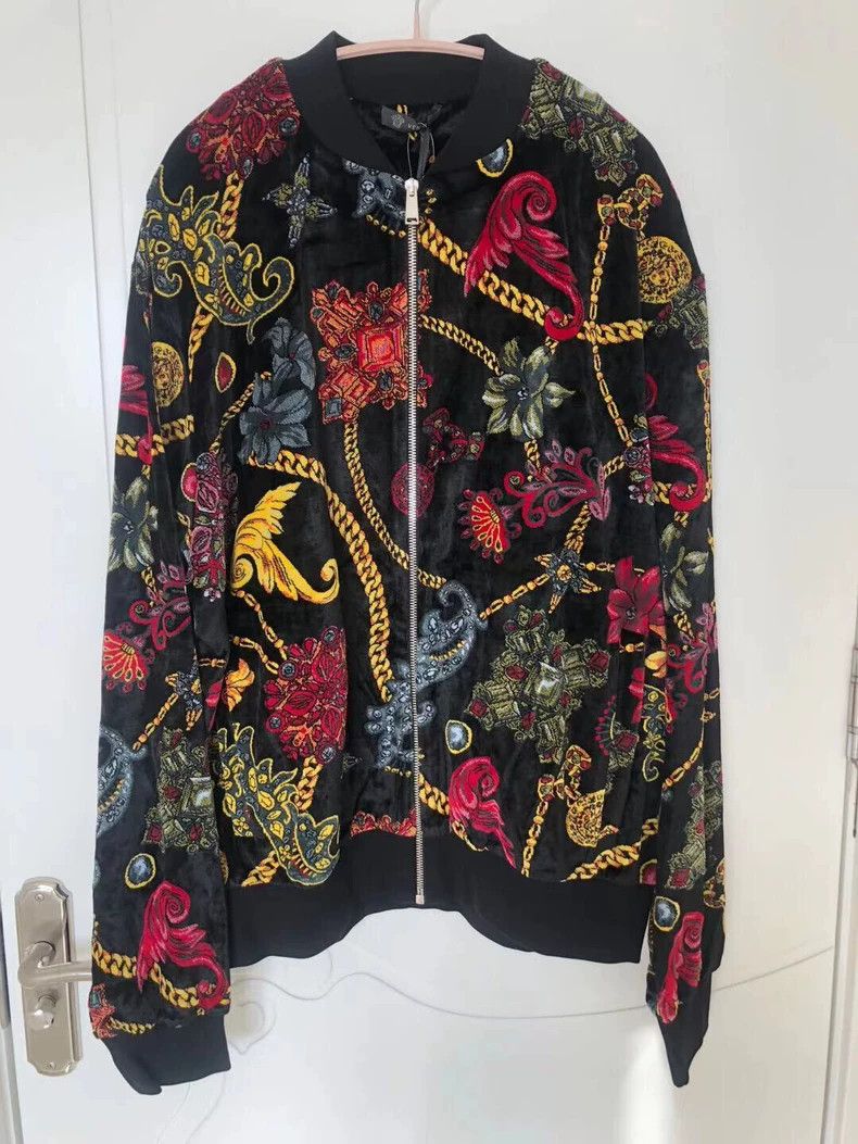 Versace Versace Velvet Printed Bomber Jacket - dmc Size US XXL / EU 58 / 5 - 1 Thumbnail