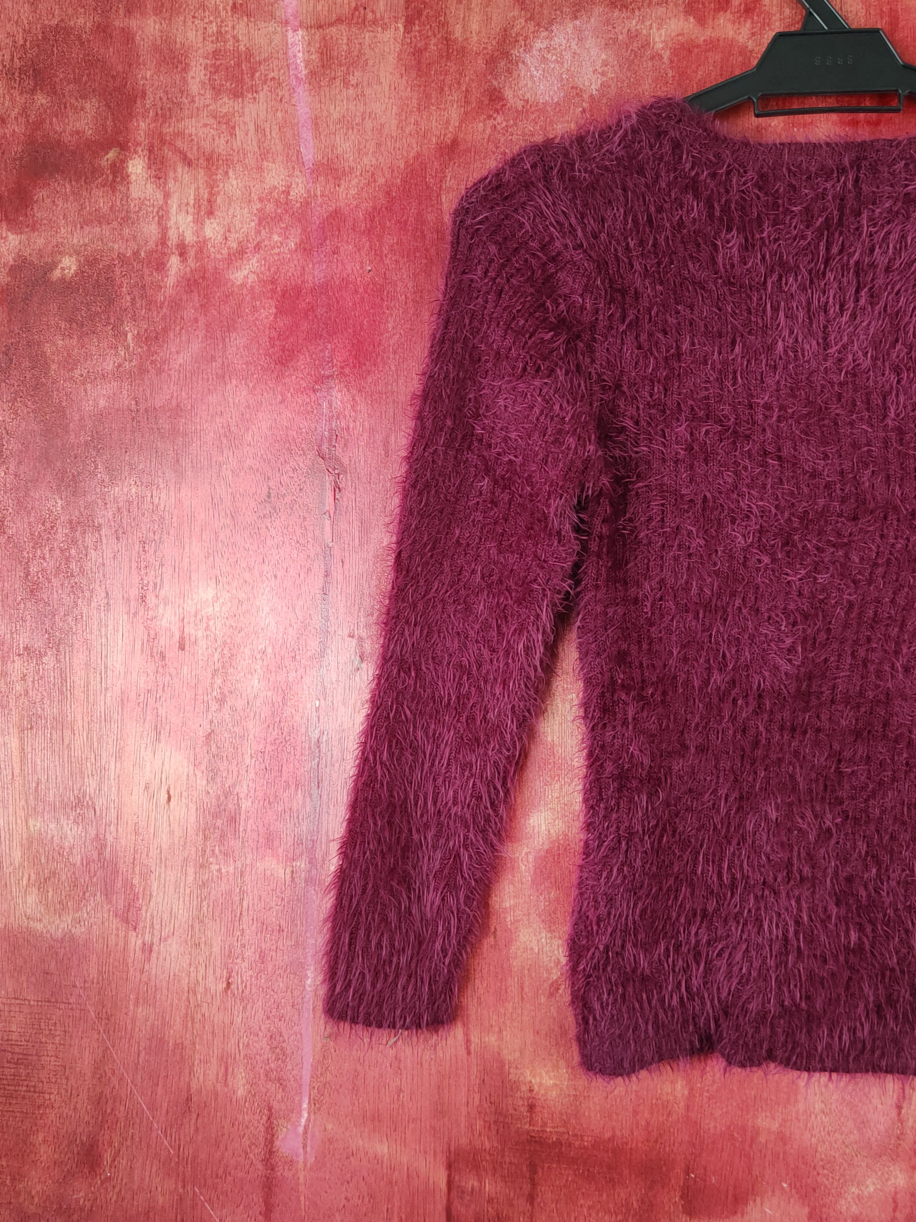 Homespun Knitwear Vanity Face Purple Shag Shaggy Fur Mohair Knitwear #S1896 Size XS / US 0-2 / IT 36-38 - 8 Thumbnail