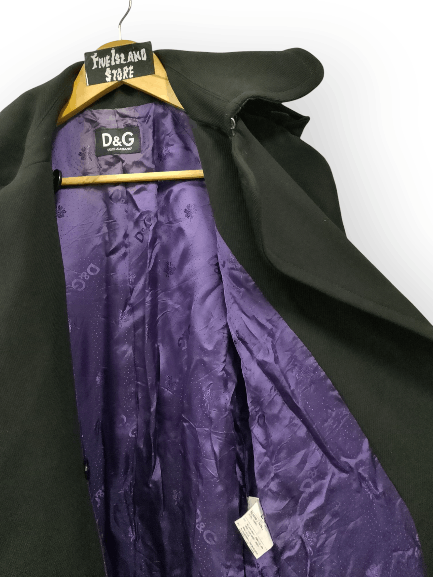 Dolce & Gabbana Vintage D&G Black Wool Trench Coat Purple Monogram Lining Size S / US 4 / IT 40 - 6 Thumbnail