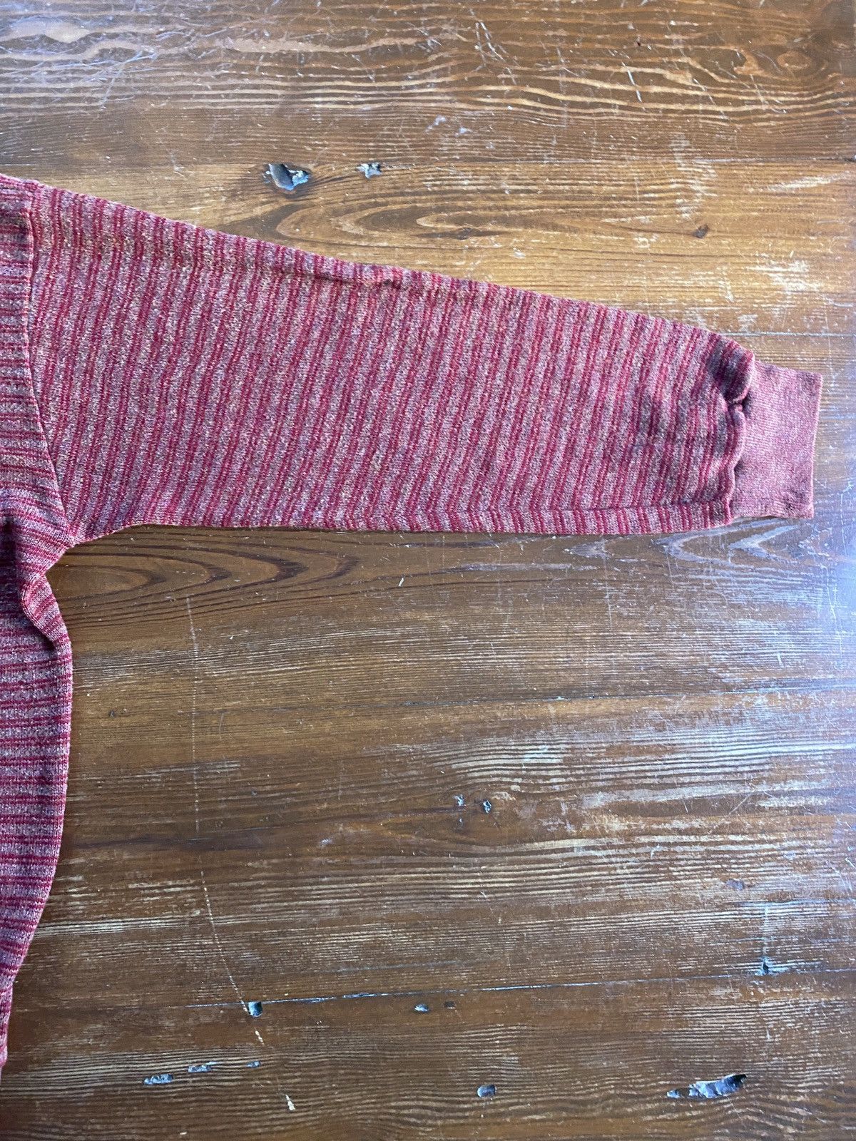 Vintage Vintage 60’s Creslon & Rayon Maroon Striped Knit Sweater Size US M / EU 48-50 / 2 - 6 Thumbnail