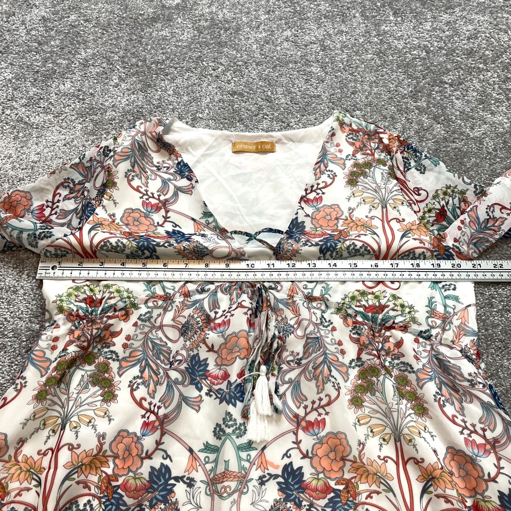 Vintage Emmer & Oat Dress Womens L White Floral Allover Boho Long Sleeve Midi Ladies Size L / US 10 / IT 46 - 6 Thumbnail