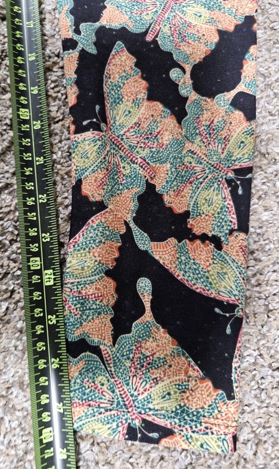 Designer LuLaRoe butterfly tall & curvy leggings Size 30" / US 8 / IT 44 - 3 Thumbnail