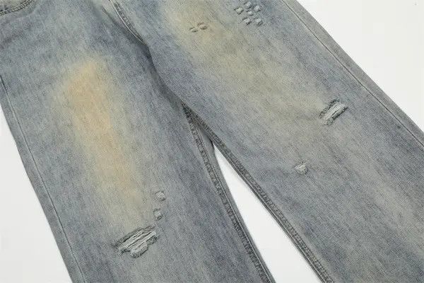 Japanese Brand Rei Distressed men's punk ripped straight-leg raw-edge jeans Size US 32 / EU 48 - 5 Thumbnail