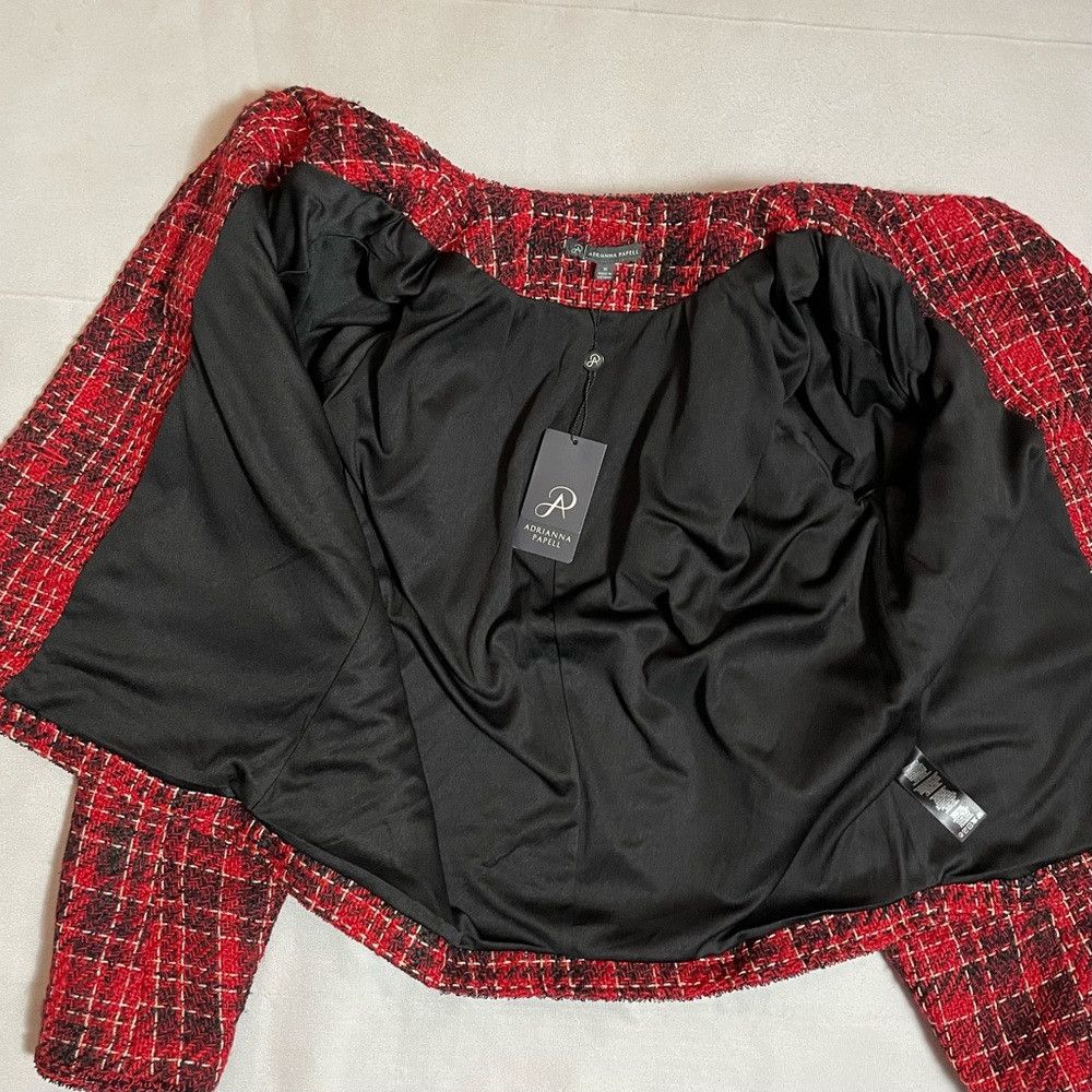 Adrianna Papell NWT New $119 Adrianna Papell Red Black Tweed Jacket Size M Size M / US 6-8 / IT 42-44 - 4 Thumbnail