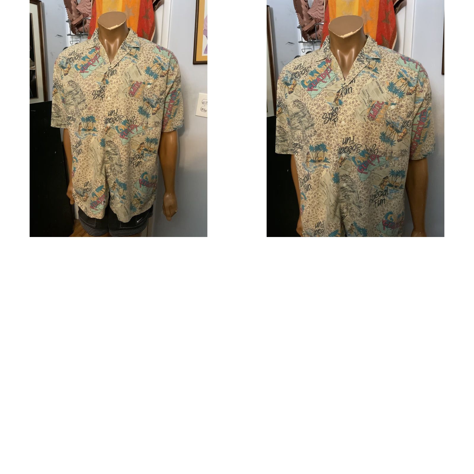 Vintage VINTAGE Imprints Guadeloupe Island Special Fun AOP Travel Camp Button Shirt Sz.M Size US M / EU 48-50 / 2 - 9 Thumbnail
