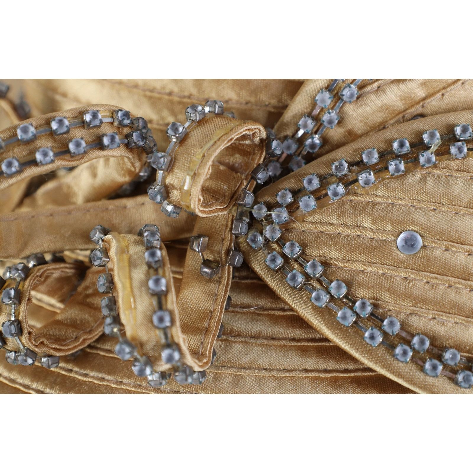 Vintage Vintage Satin Rhinestone Jeweled Sunday Church Wedding Hat Size ONE SIZE - 2 Thumbnail