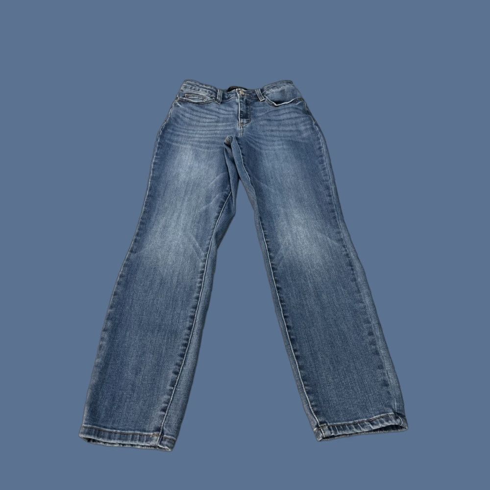 Vintage Judy Blue Los Angeles Skinny Fit Women's Jeans Size 3/26 Blue Denim Medium Wash Slim Fit 5-Pocket Logo Zip Rise Mid Restore Modern Womens Size 26" / US 2 / IT 38 - 1 Thumbnail