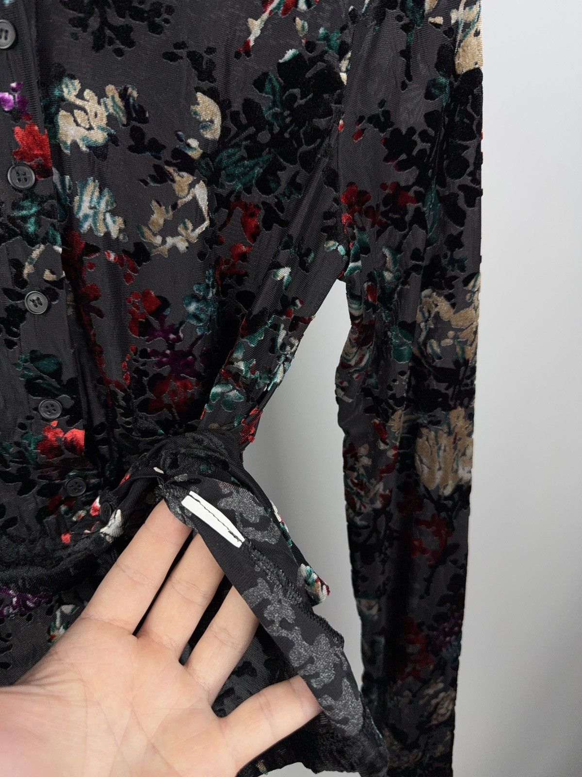 Desigual × Japanese Brand Desigual floral velvet mesh blouse vintage sheer y2k art Size S / US 4 / IT 40 - 4 Thumbnail