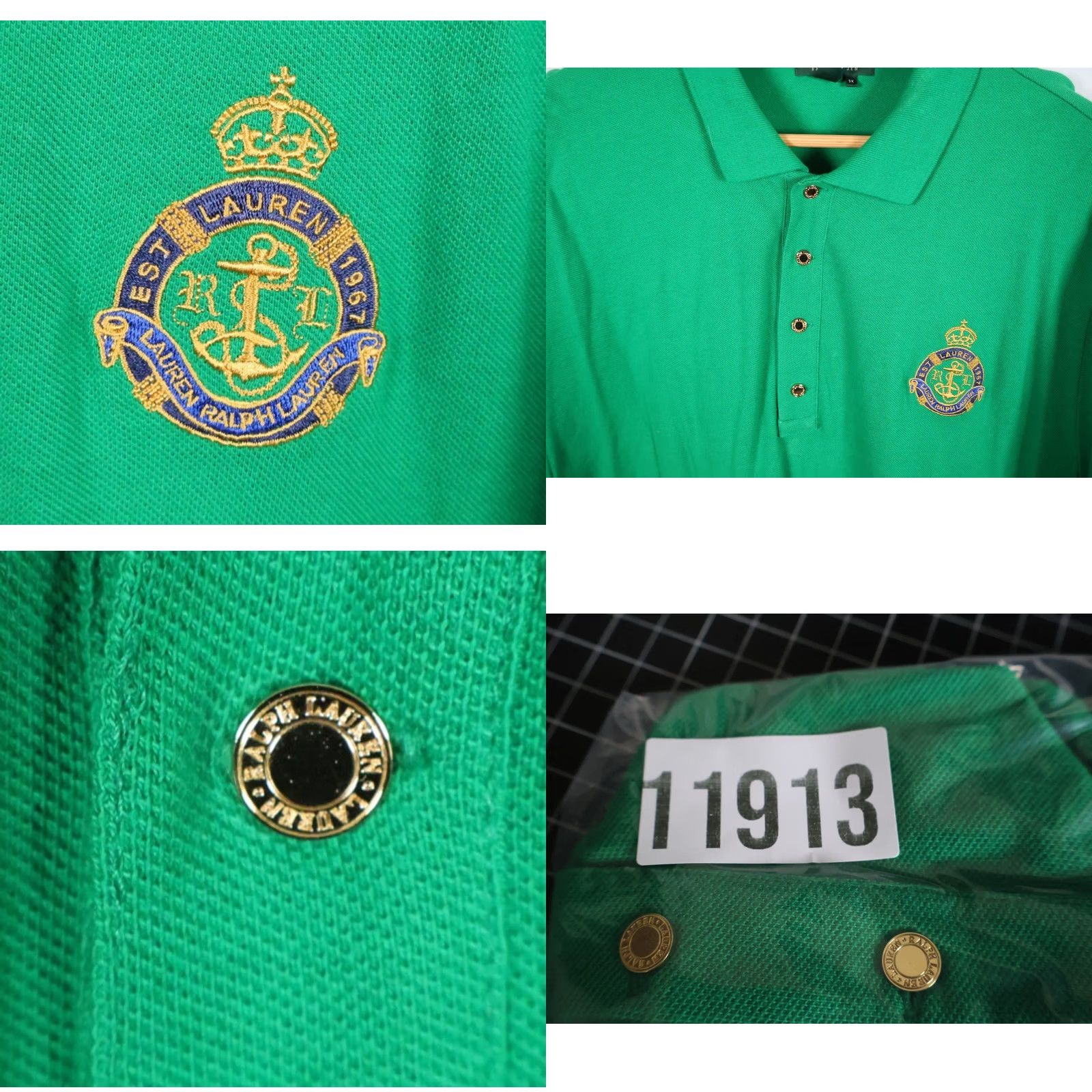 Ralph Lauren Lauren Ralph Lauren Green Polo Shirt Men's 3X Crown Crest Embroidery Cotton Size US XXL / EU 58 / 5 - 8 Thumbnail