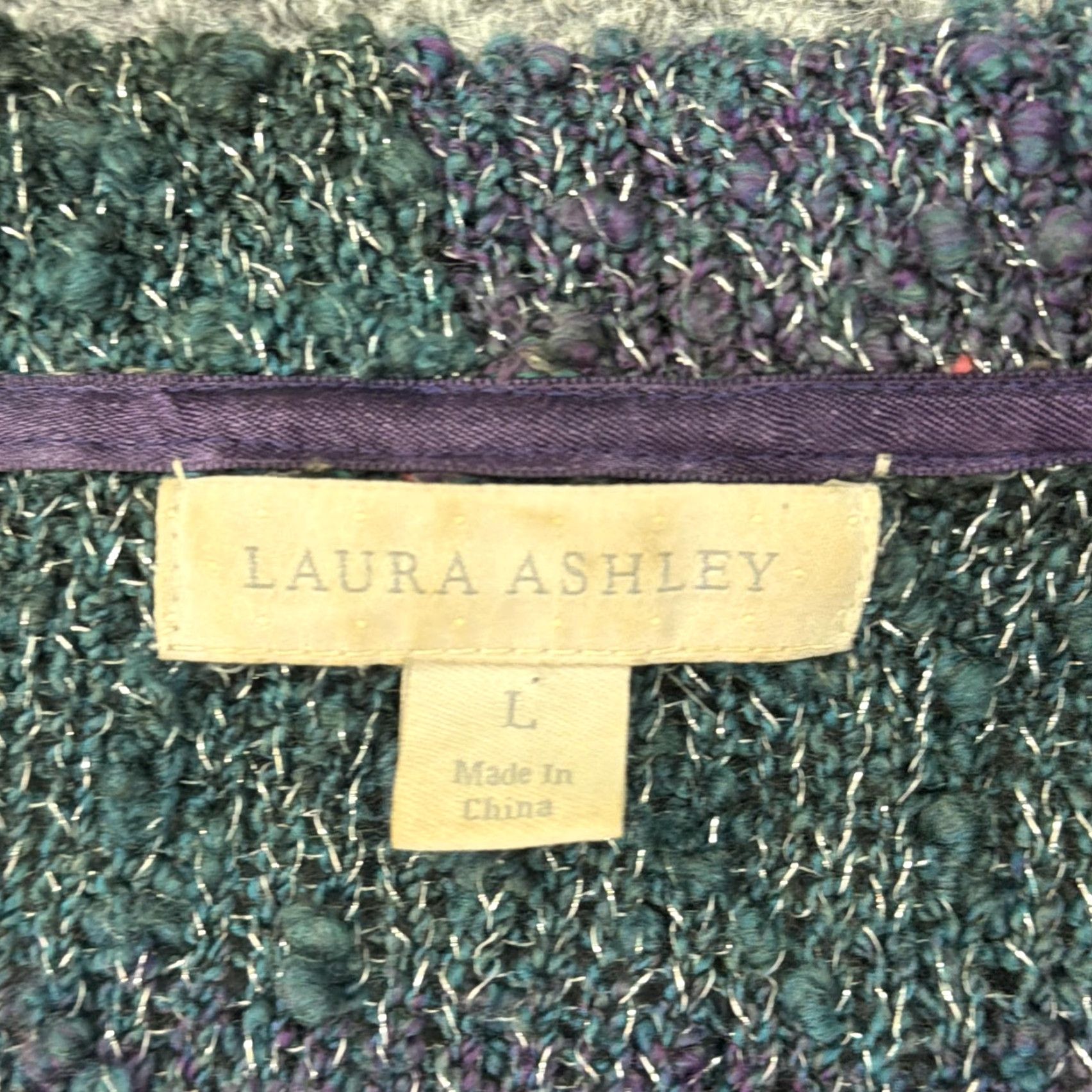 Laura Ashley Laura Ashley Cardigan Sweater Womens L Long Green Open Front Boucle Knit Size L / US 10 / IT 46 - 5 Thumbnail