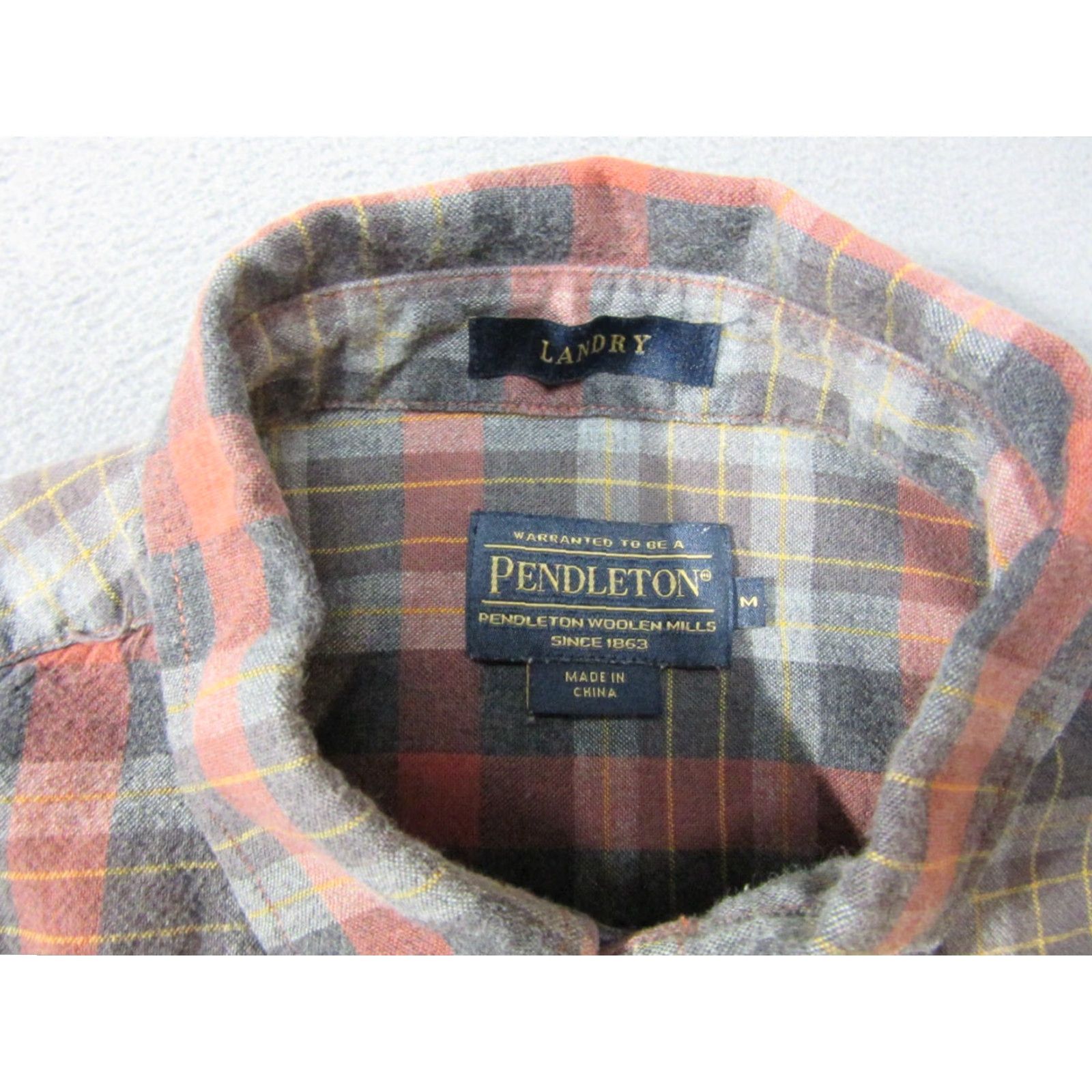 Pendleton Pendleton Shirt Mens Medium Red Gray Plaid Landry Wool Blend Button Down Size US M / EU 48-50 / 2 - 6 Thumbnail