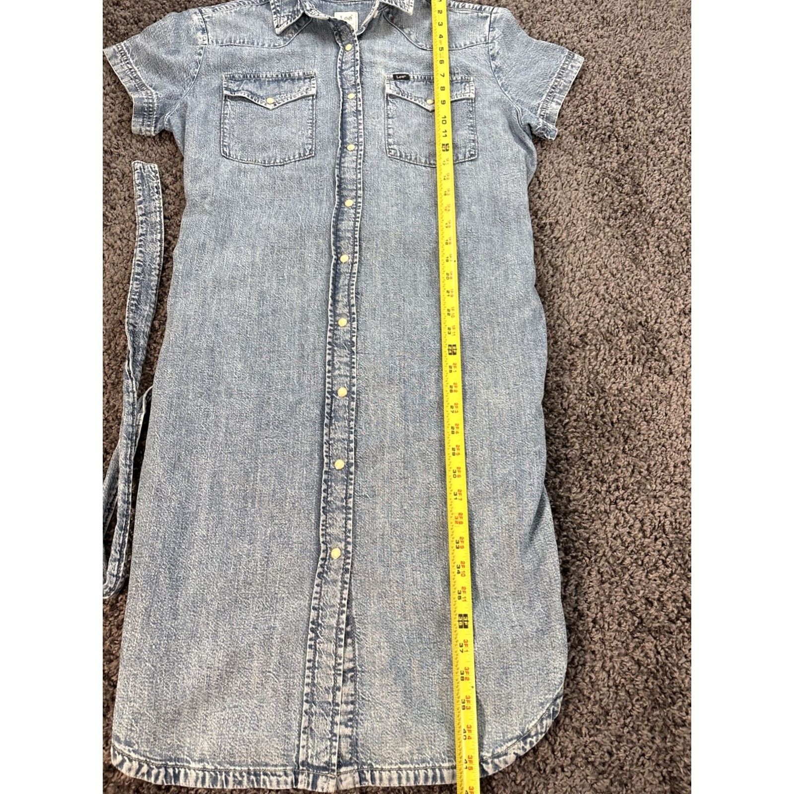 Lee VINTAGE Lee Women's Dress Western Pearl Snap Denim Shirt Dress Large M White Cowboys Rodeo Sz M Ladies Womens Size M / US 6-8 / IT 42-44 - 2 Thumbnail