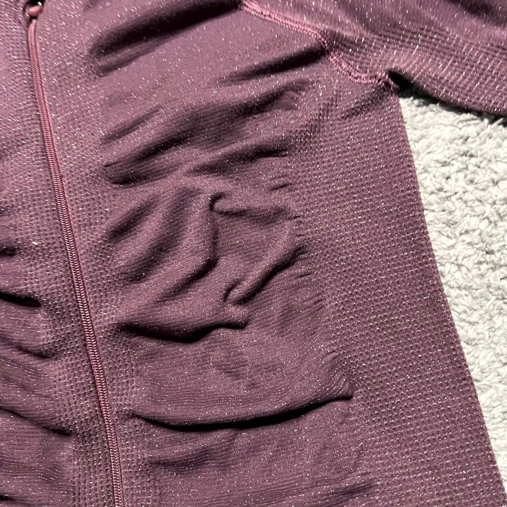 Athleta Athleta Hoodie Womens XS Seamless Shimmer Hoody Full Zip Ruched Purple Womens XS Hoodie Purple Size XS / US 0-2 / IT 36-38 - 2 Thumbnail