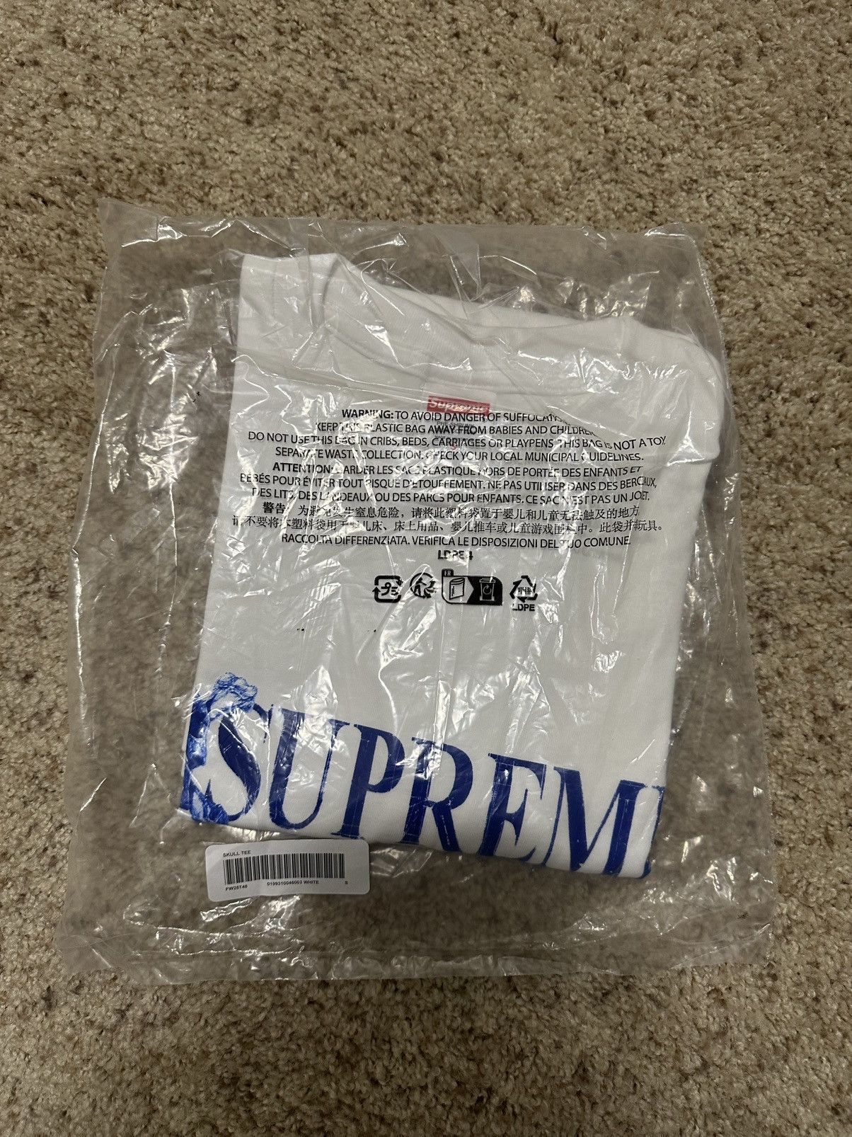 Supreme SUPREME FW25 SKULL TEE WHITE SMALL Size US S / EU 44-46 / 1 - 1 Thumbnail