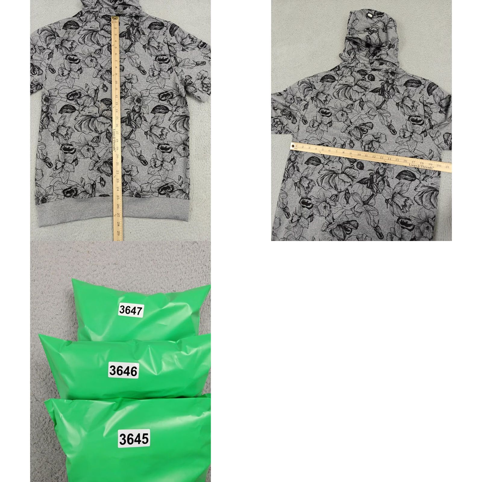 Ecko Unltd. Ecko Unltd Hoodie Mens Medium Gray Short Sleeve Floral Pullover Pockets E012K855 Size US M / EU 48-50 / 2 - 9 Thumbnail