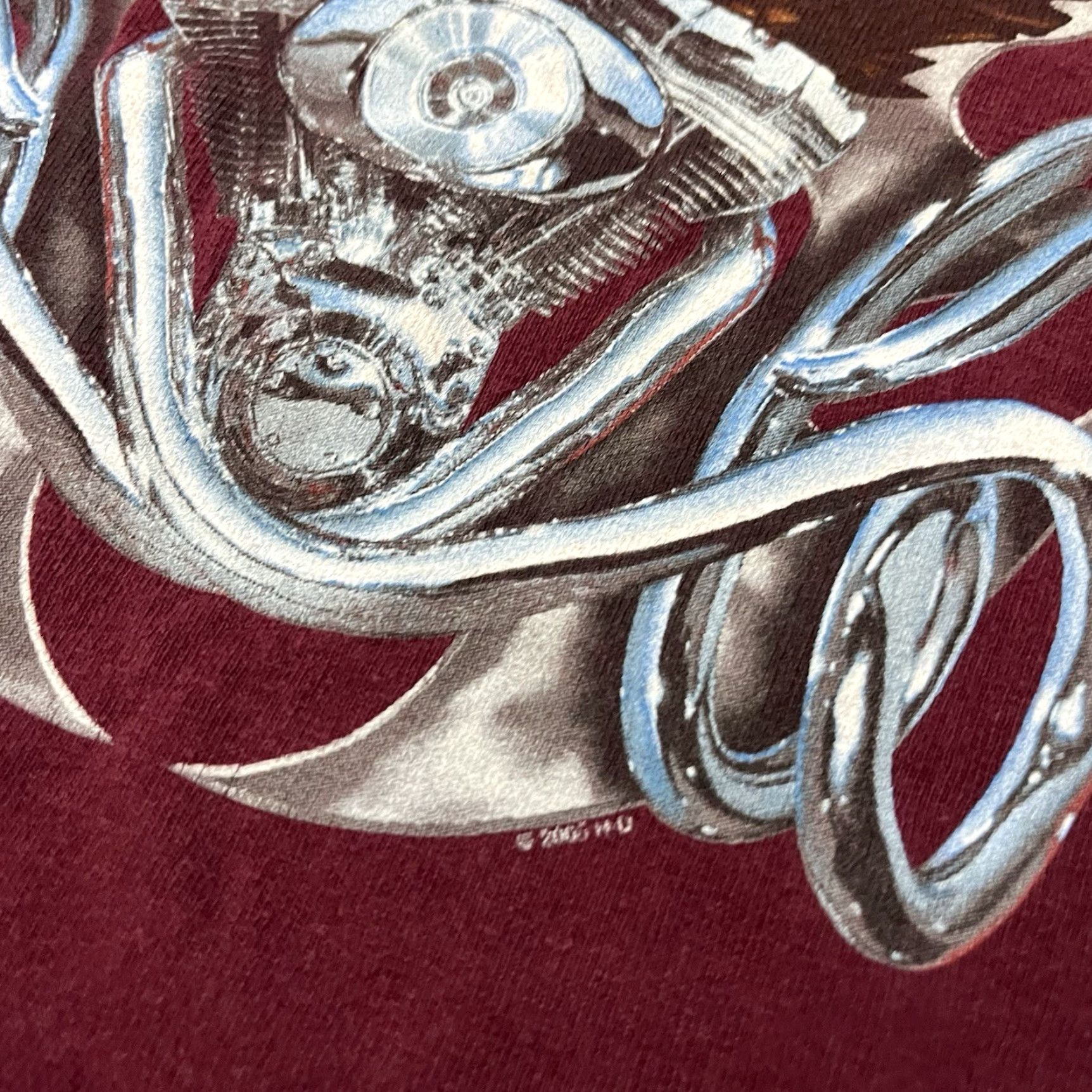 Harley Davidson VINTAGE Harley-Davidson Flame Engine V-Twin Shirt Large Tennessee Eagle Burgundy Size US L / EU 52-54 / 3 - 6 Thumbnail