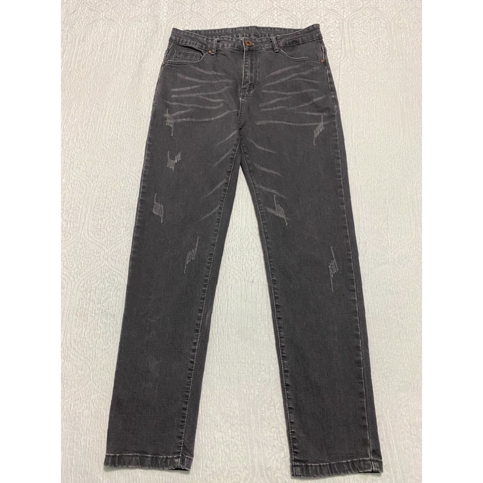 Vintage ROMWE Jeans Distressed Tiger Embroidered Mens Size 30 Gray Skinny Whiskers Size US 30 / EU 46 - 3 Thumbnail