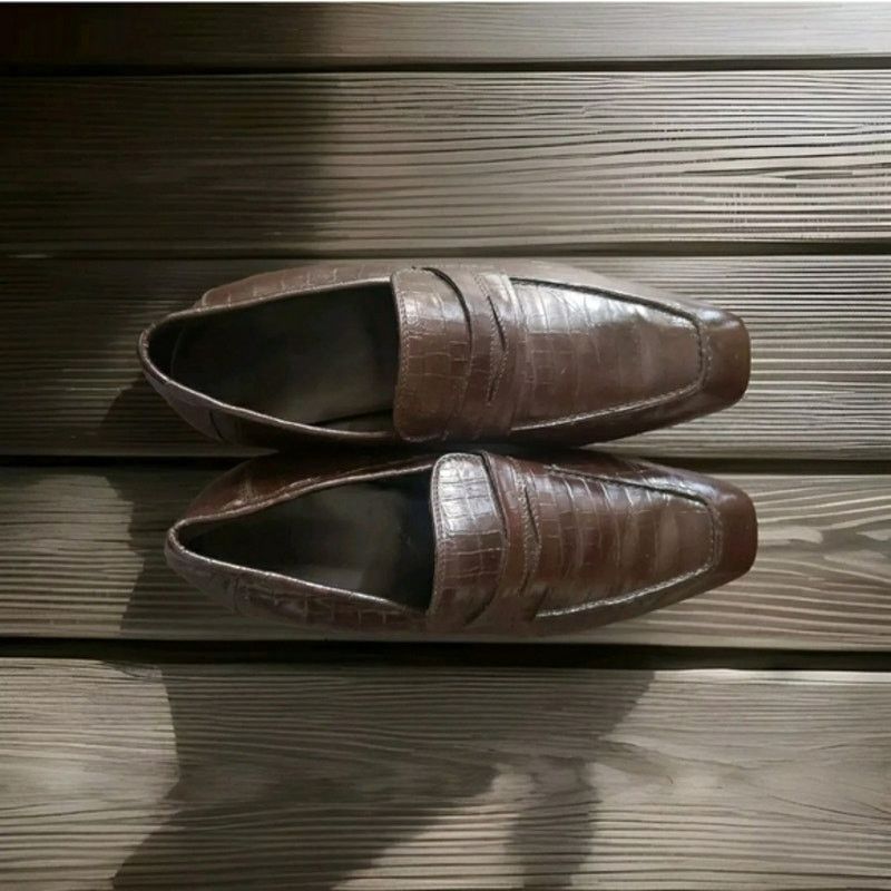 Donald Pliner Donald J Pliner Viro Brown Alligator Leather Men’s Loafers Size US 11.5 / EU 44-45 - 6 Thumbnail