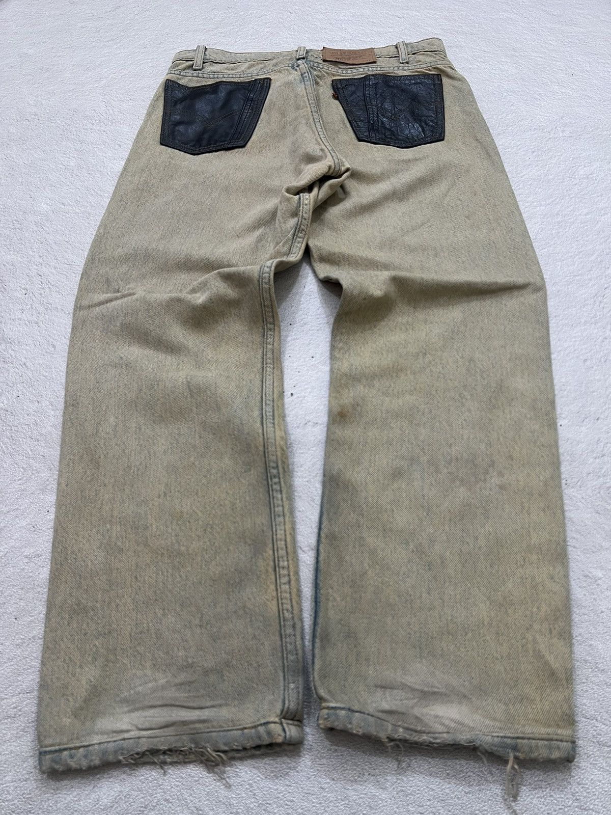 Number (N)ine 2000s Levis 505 Leather Mudwash Baggy Jeans y2k Lgb Ifsix Size US 32 / EU 48 - 1 Thumbnail