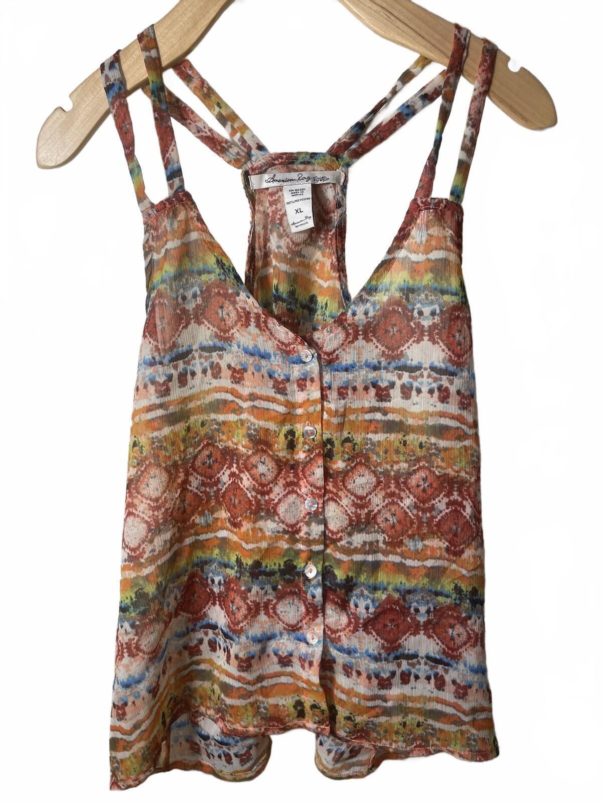 American Rag American Rag Halter Tank Top Blouse Women's XL Button Boho Size XL / US 12-14 / IT 48-50 - 2 Thumbnail
