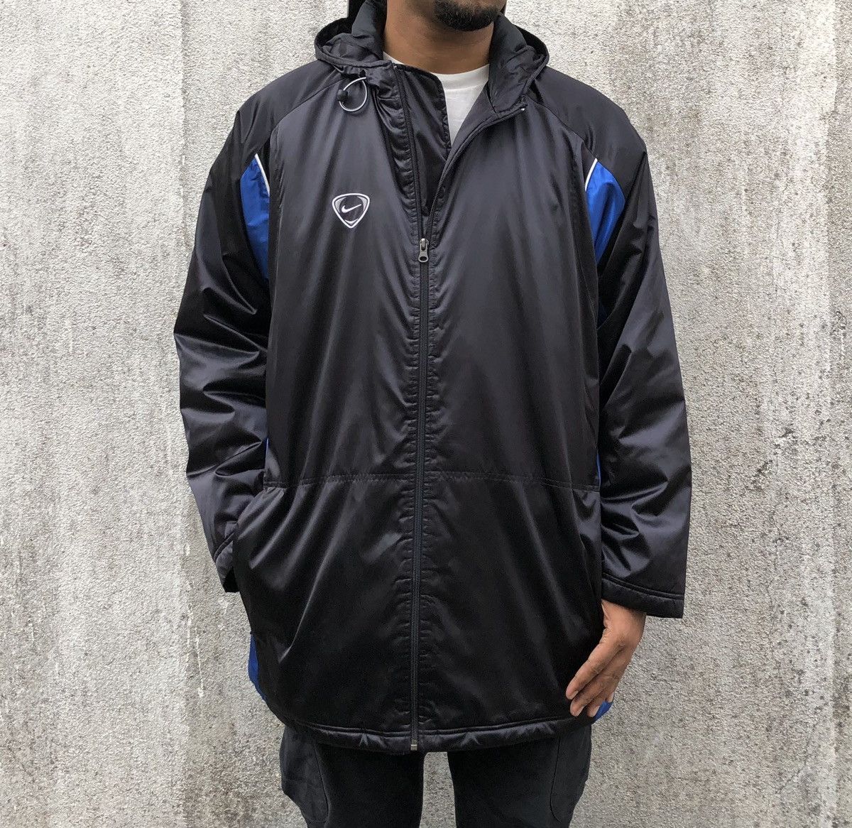 Nike Vintage 90s Nike TEAM Lined Fleece Long Jacket Size US L / EU 52-54 / 3 - 2 Thumbnail