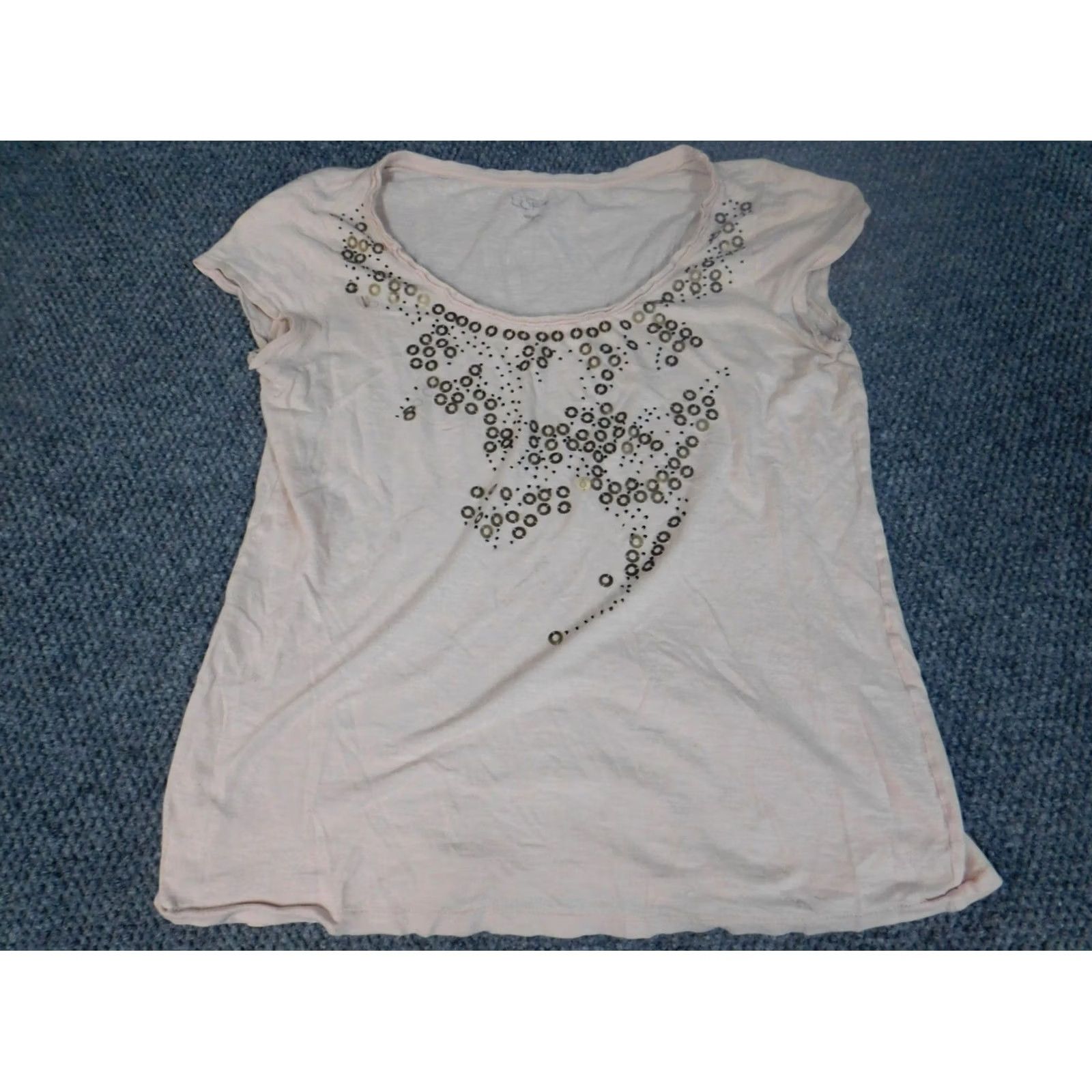 Ann Taylor Ann Taylor Loft Blouse M Women Pink Round Neck Short Sleeve Pullover Cotton Blend Designer Top Regular Fit Casual着 Size M / US 6-8 / IT 42-44 - 2 Thumbnail