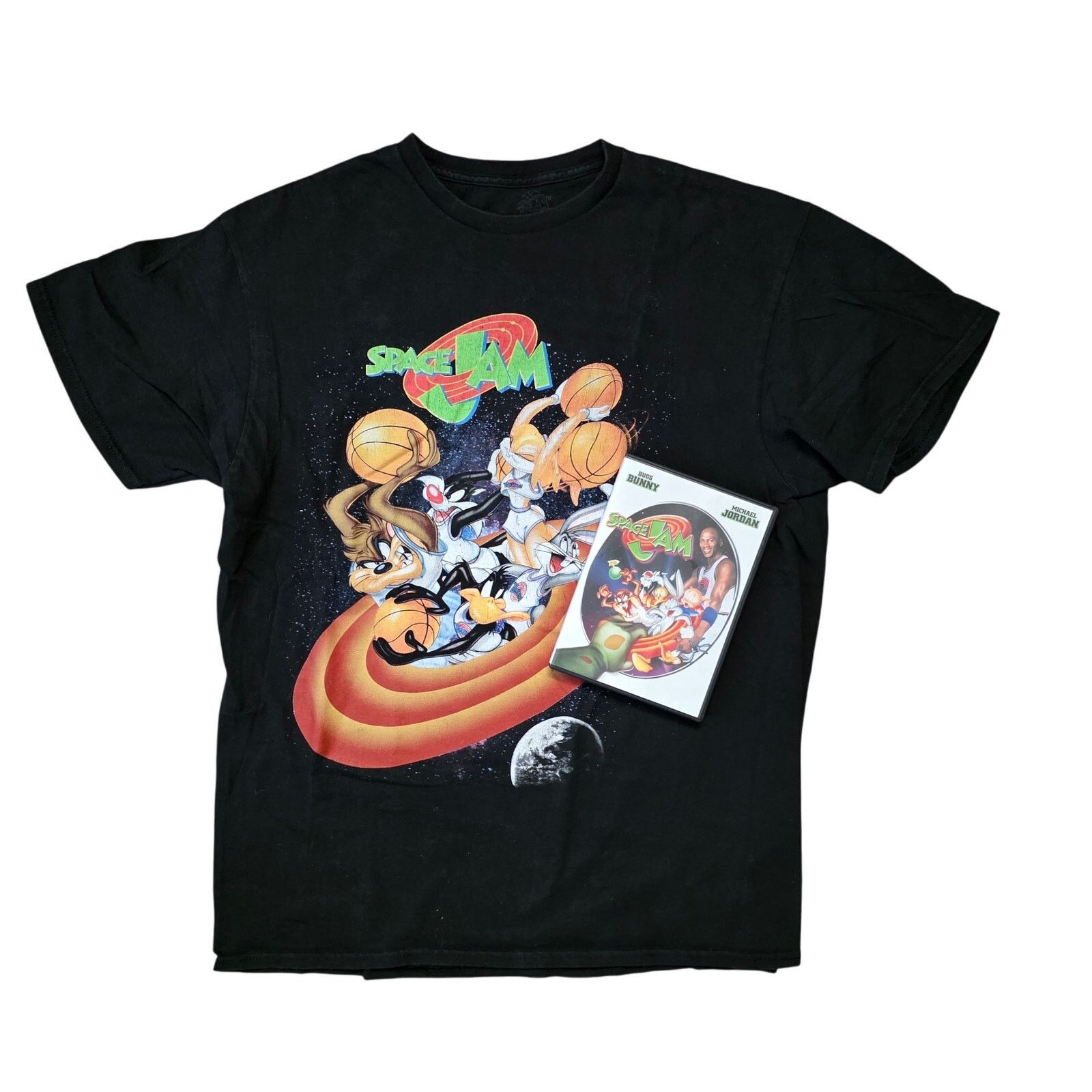 Jordan Brand Space Jam T-Shirt Men’s L Black Looney Tunes + Free DVD Size US L / EU 52-54 / 3 - 1 Thumbnail