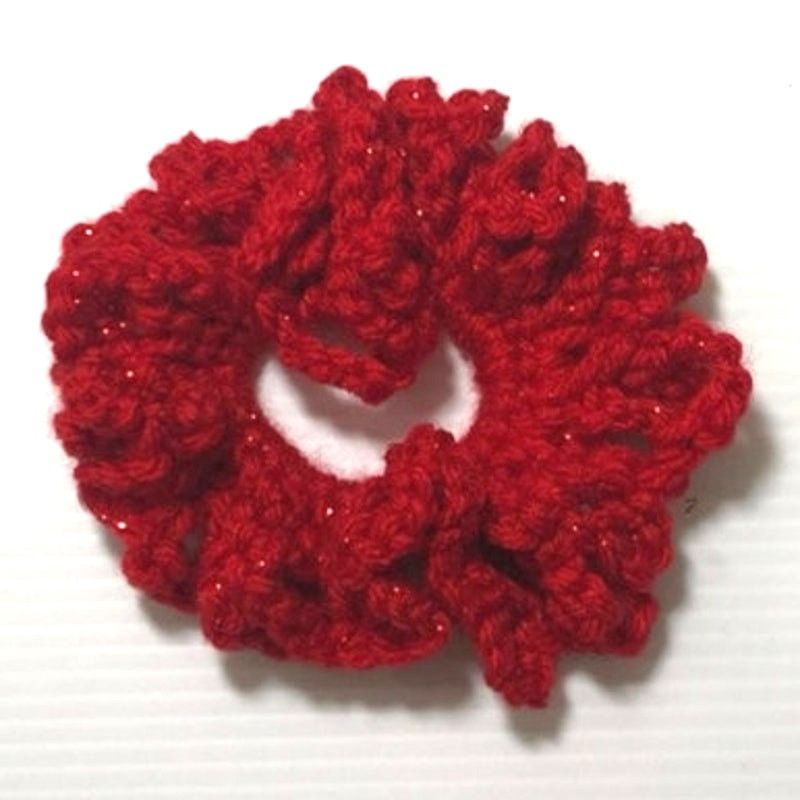 Handmade NWT Red Sparkly Handmade Crocheted Hair Scrunchie by Dawny Size ONE SIZE - 2 Thumbnail