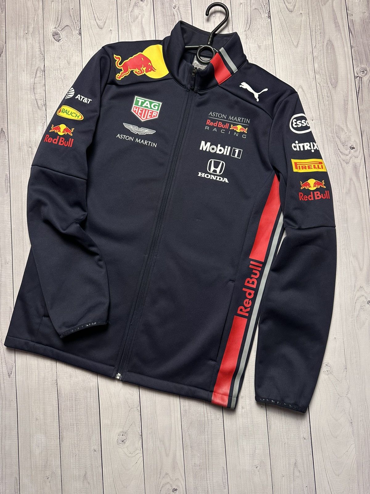 image of Puma Racing Jacket Red Bull Multi Logo Aston Martin Honda S in Navy, Men's (Size Small)