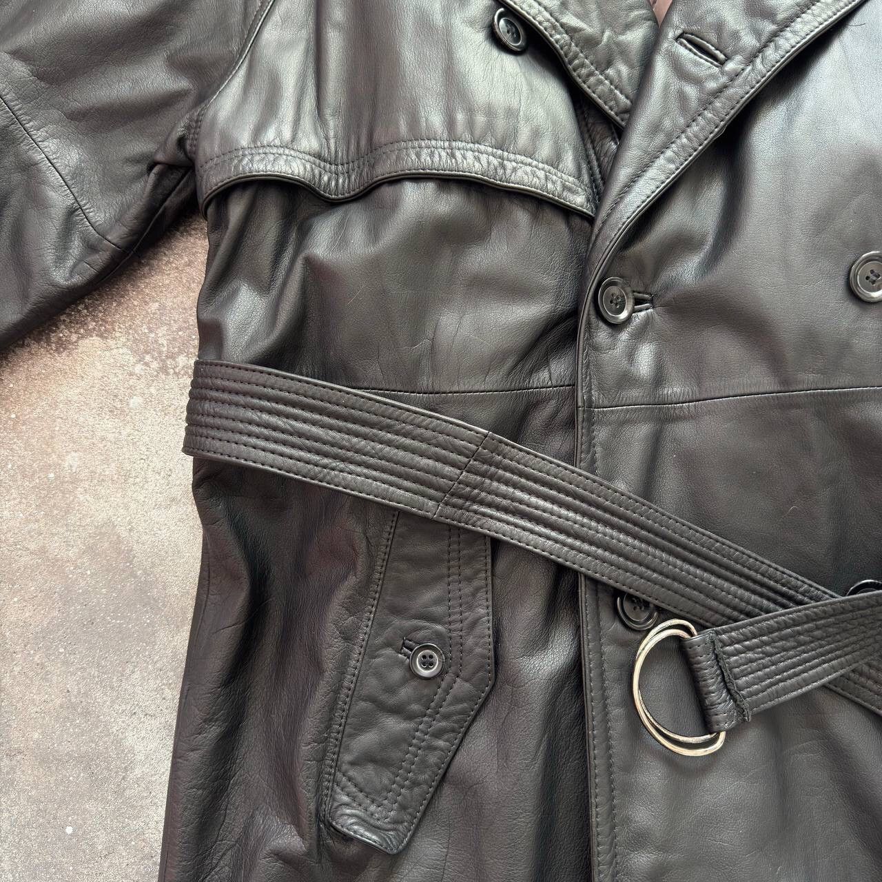 Other 90s Matrix Style Vintage Belted Leather Trench Coat Jacket Size US L / EU 52-54 / 3 - 7 Thumbnail