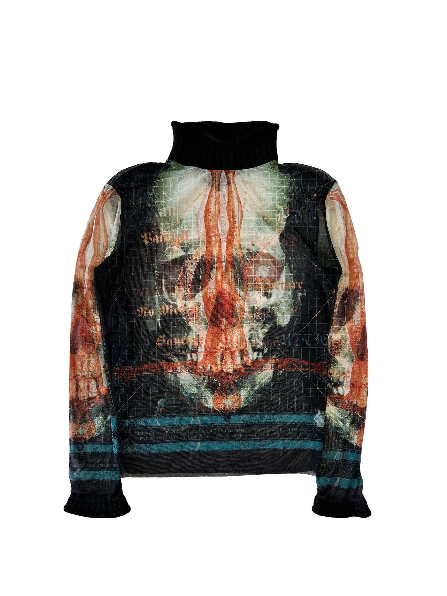 Jean Paul Gaultier SS1996 Cyber Skull Mesh Turtleneck Size XL / US 12-14 / IT 48-50 - 1 Thumbnail