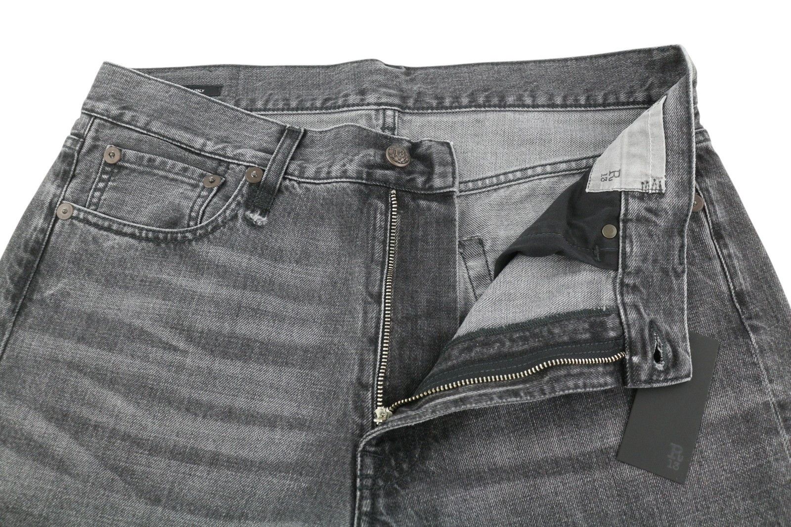 R13 BOYFRIEND 30 Wilson Black Faded Cropped Jeans 86145 Size 30" / US 8 / IT 44 - 4 Thumbnail