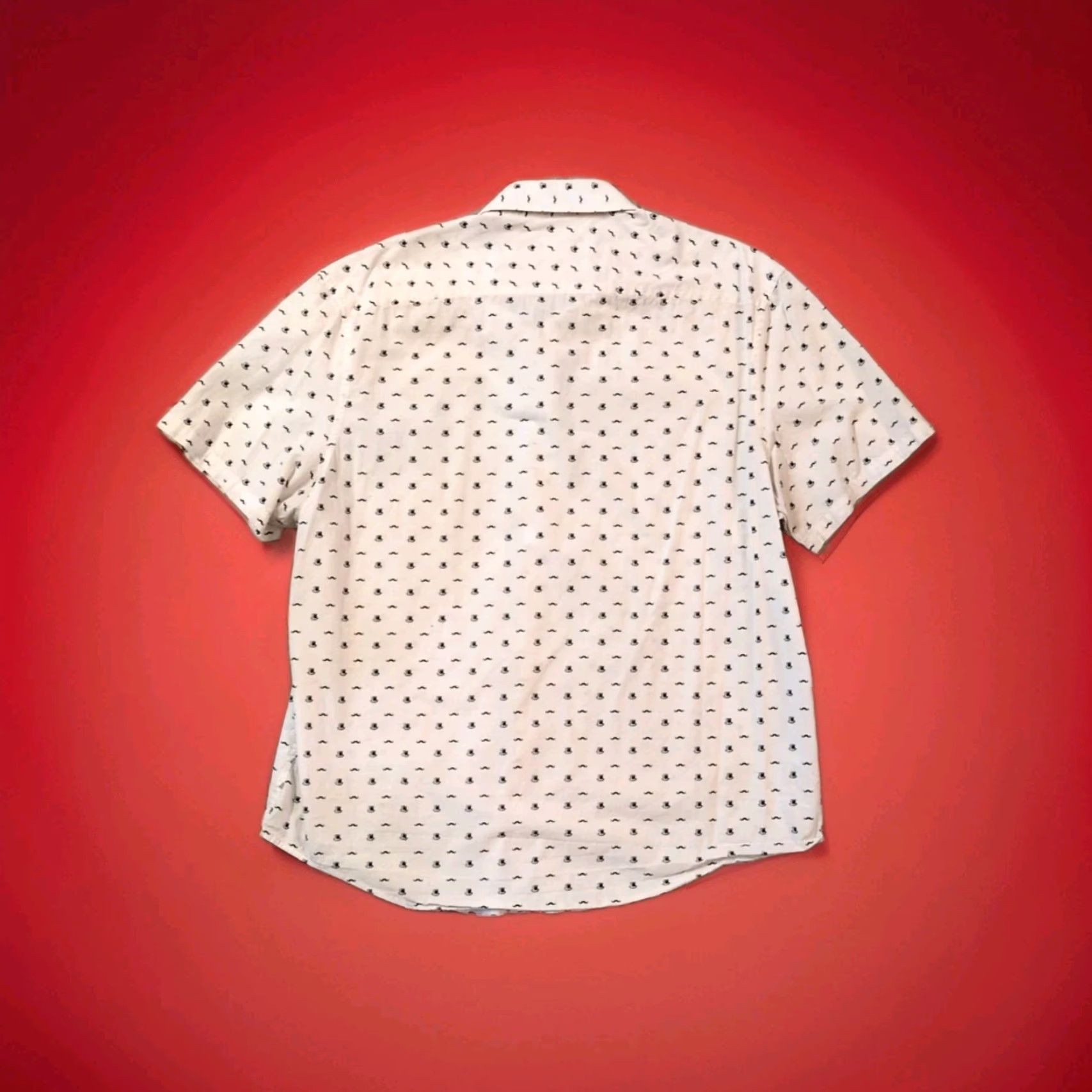 Vintage VINTAGE Penguin Shirt Top Hats & Mustaches Button-Up White 46" Chest XL Slim Fit Short Sleeve Geometric Geometric Pattern Mens Hosiery? Size US XL / EU 56 / 4 - 6 Thumbnail