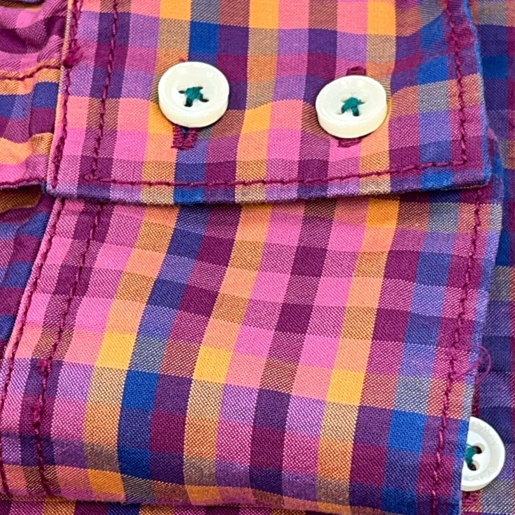 Tommy Bahama Tommy Bahama Shirt Men Large Pink Purple Button Up Plaid Poplin Dress Cotton Size 42R - 4 Thumbnail