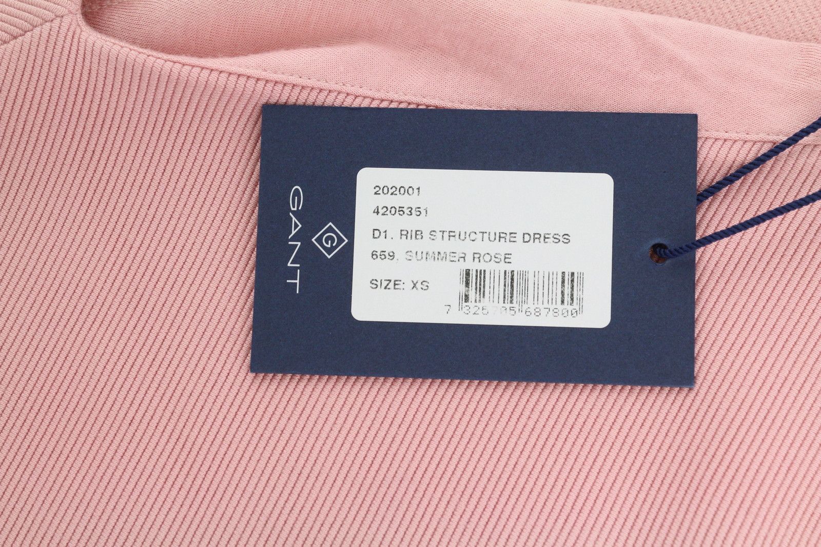 Gant RIB STRUCTURE XS Pink Short Sleeve V-Neck Dress 84953 Size XS / US 0-2 / IT 36-38 - 6 Thumbnail