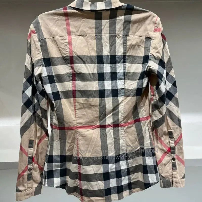 Burberry Burberry Long Sleeve Cotton Shirt in Beige. Size XS / US 0-2 / IT 36-38 - 2 Thumbnail