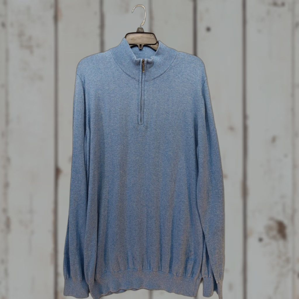 Vintage VINTAGE L.L. Bean Sweater Pullover 1/4 Zip Men Large Blue Cashmere Cotton Blend Crew Neck Big & Tall Mens Regular Fit Size US L / EU 52-54 / 3 - 1 Thumbnail
