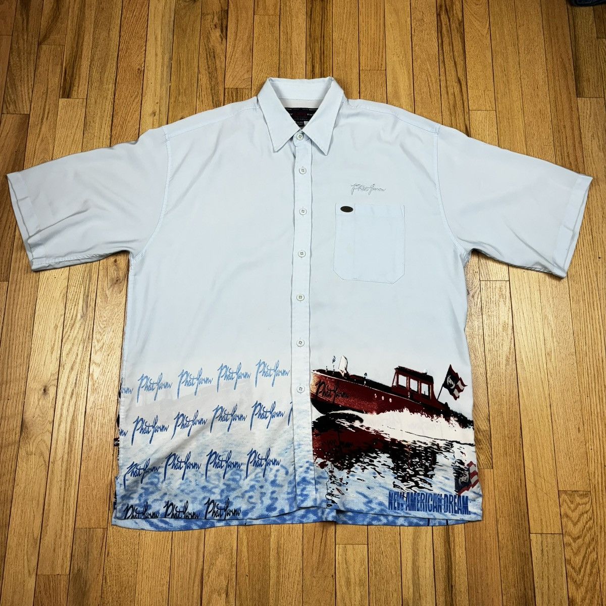 Vintage VTG Phat Farm Shirt SS Big Logo Wrap Around Graphics Sz 2XL Size US XXL / EU 58 / 5 - 1 Thumbnail