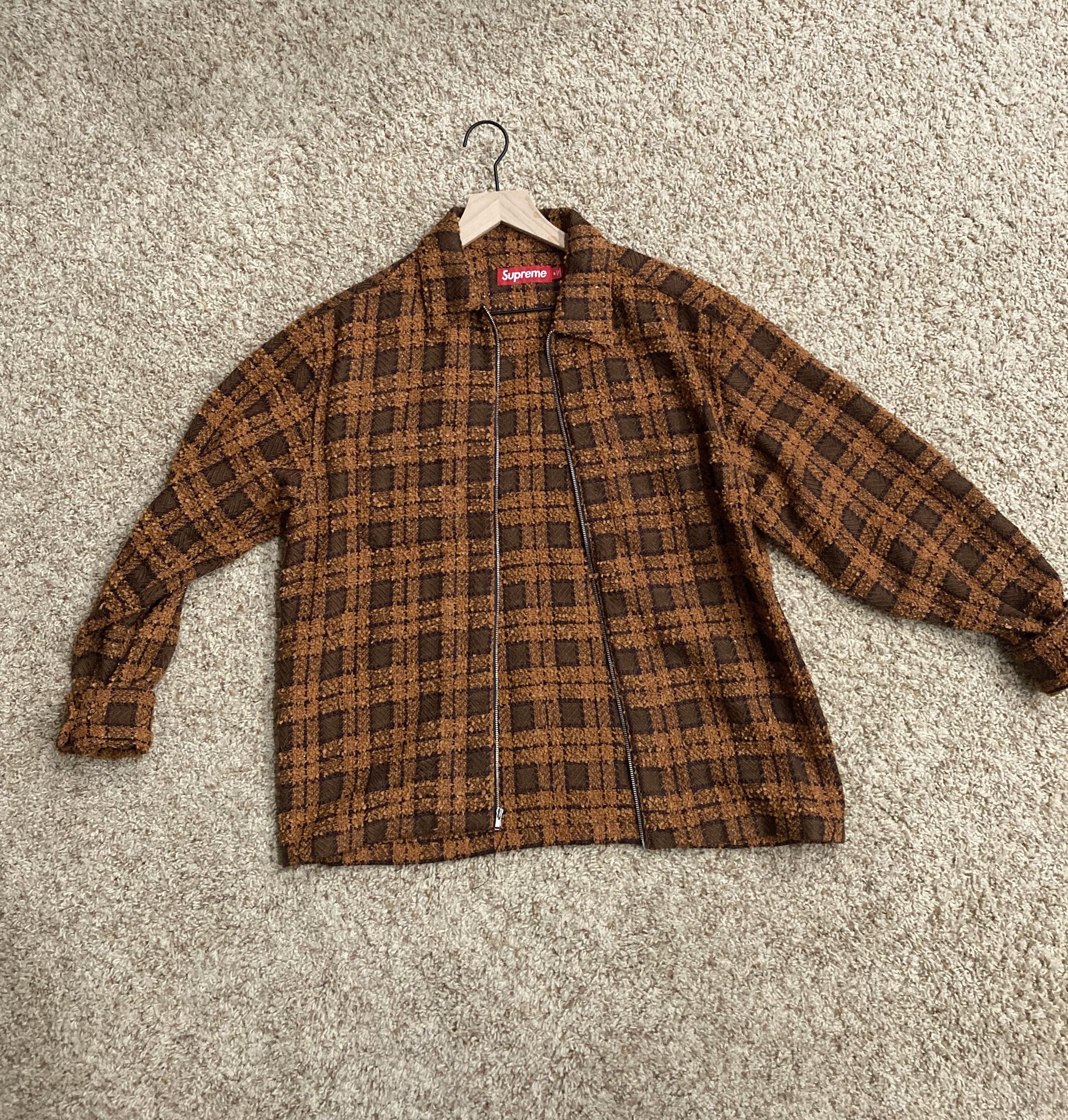 Supreme Supreme FW24 Boucle Zip Up Shirt Blue L | Grailed