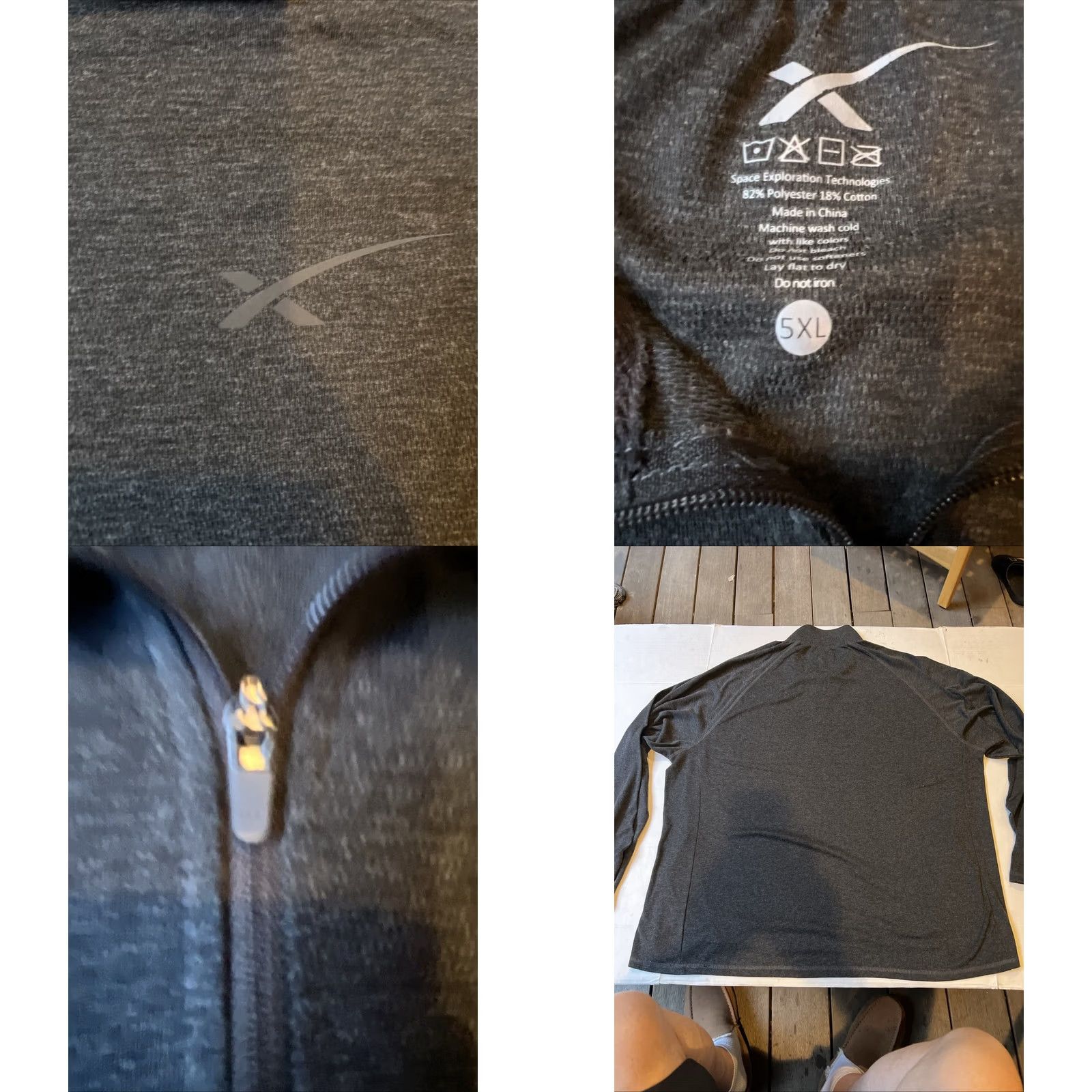 Logo 7 VINTAGE SpaceX Logo L/S 1/4 Zip Pullover Sweatshirt 5XL Unisex Adults Gray Polyester Knit Logo 1/4 Zip All Seasons Space USA Mens Womens Size US XXL / EU 58 / 5 - 8 Thumbnail