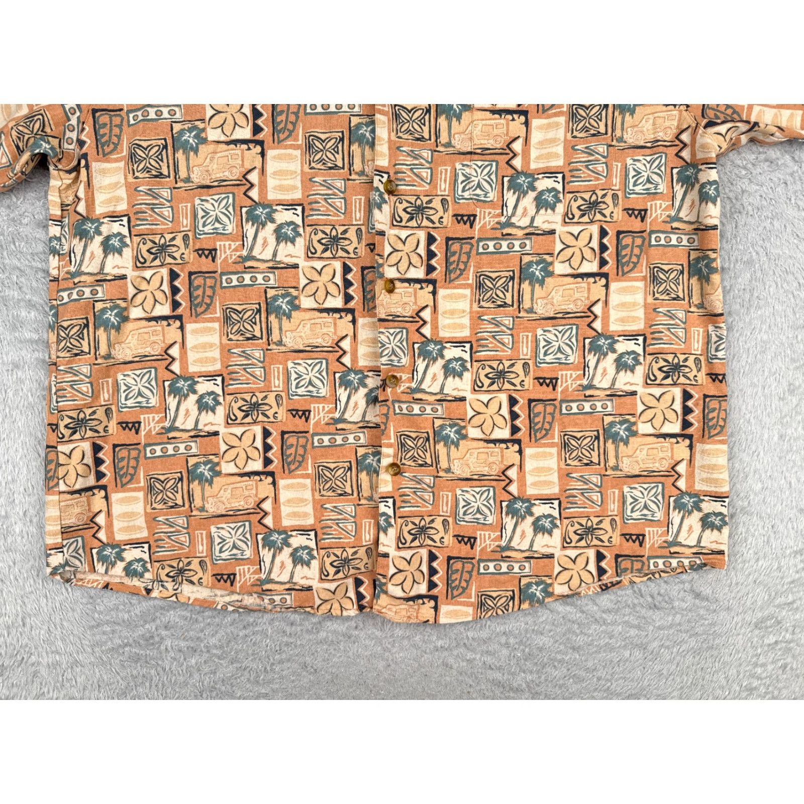 Vintage Summa Shirt Men 2XL Orange Floral Tile Palm Silk Blend Button Up Hawaiian Size US XXL / EU 58 / 5 - 5 Thumbnail