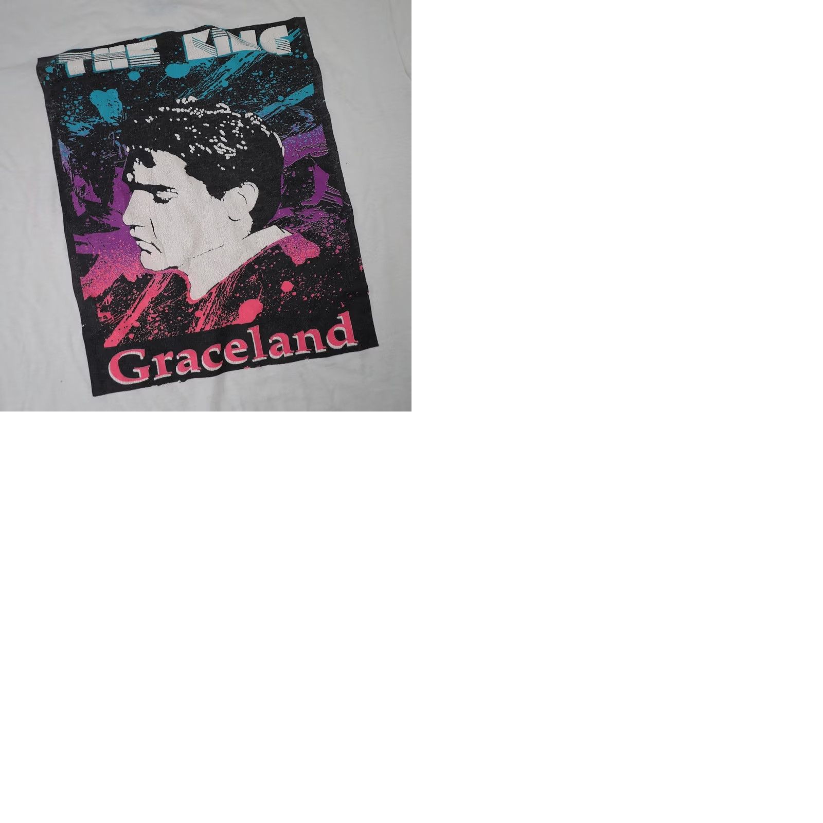 Vintage VINTAGE Elvis Presley The King Graceland Art Graphic T Shirt Shirt Mens XL White 90s Boys Girls? Size US XL / EU 56 / 4 - 9 Thumbnail