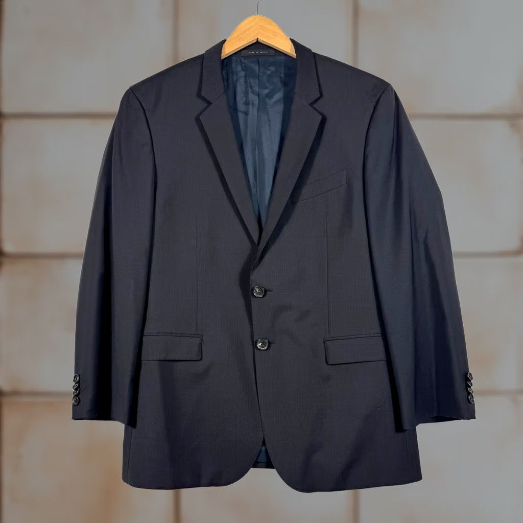 Hugo Boss HUGO BOSS Blazer Jacket Coat Mens 42S 2 Piece Slim Fit Wool Notch Lapel Black Gray Charcoal Gray 2 Button/4 Button Front Solid Vintage N/A Size 42R - 1 Thumbnail