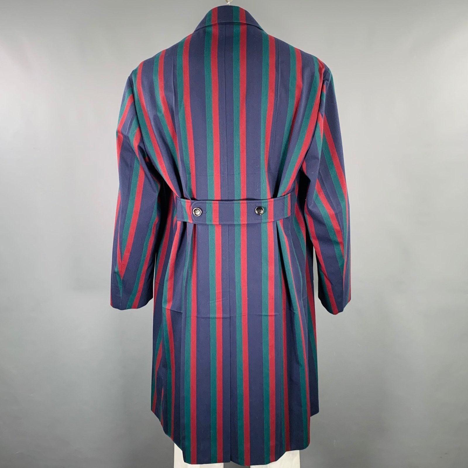 Gucci GUCCI 2019 Size 42 Black Burgundy Stripe Wool Overcoat Size US L / EU 52-54 / 3 - 5 Thumbnail
