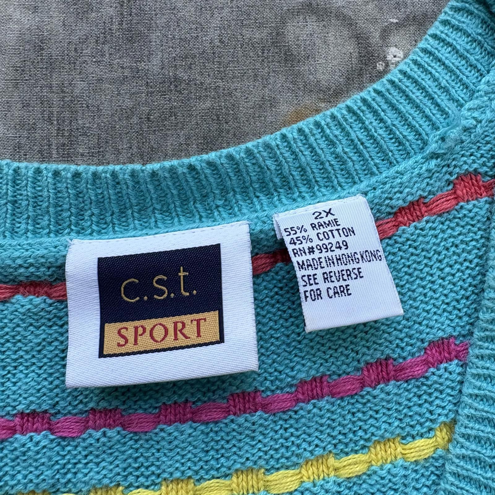 Vintage Vintage 90s Turquoise Embroidered Dots Sweater Cardigan Vest Size XXL / US 16-18 / IT 52-54 - 3 Thumbnail