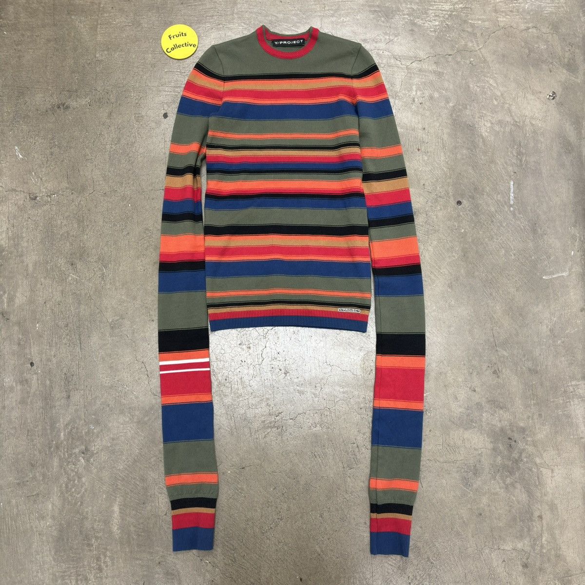 image of Yproject Rainbow Stripe Knit With Elongated Sleeves, Men's (Size XS)