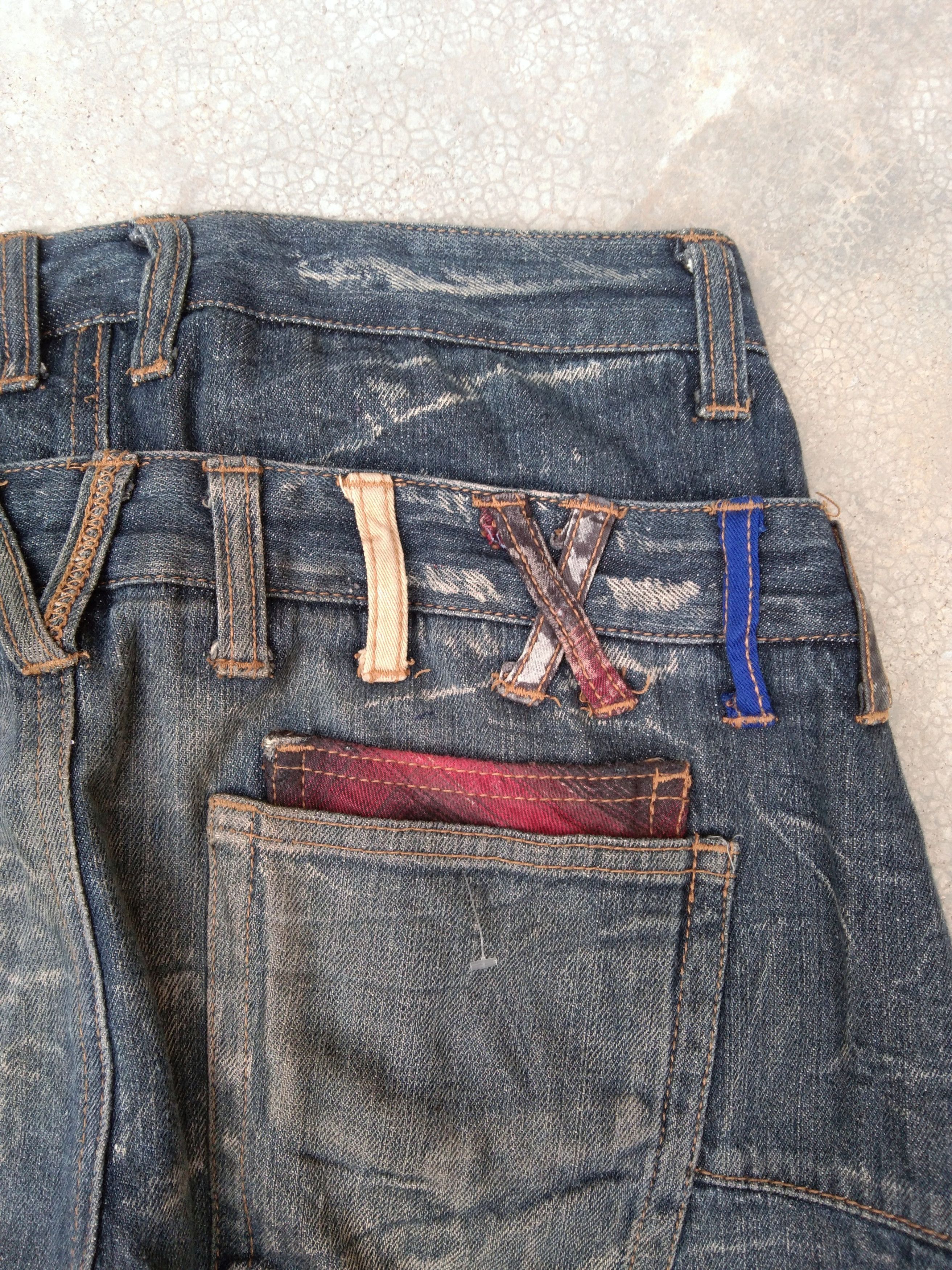 Japanese Brand Vintage Distressed Rusty Double Waist Retro Punk Jeans 29x32 Size US 29 - 3 Thumbnail